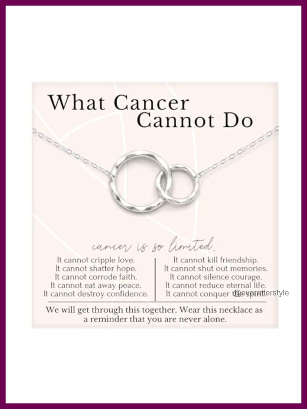Sterling Silver Interlocking Rings Pendant Necklace Cancer Support Gift Women